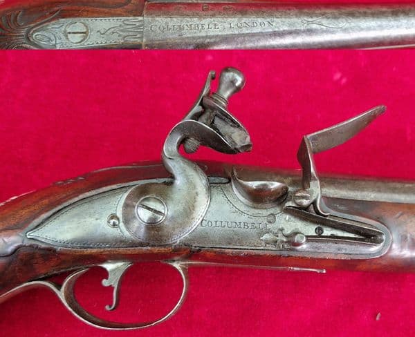 A rare pair of English silver mounted flintlock pistols by COLLUMBELL. Circa 1735-1765. Ref 4165.