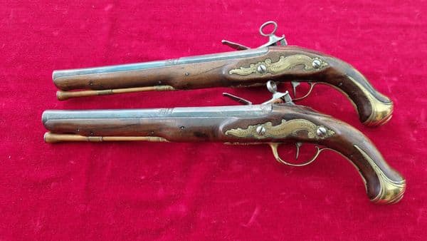 A rare pair of mid-18th century Spanish MIQUELET pistols. Ref 3713.