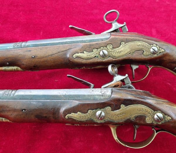 A rare pair of mid-18th century Spanish MIQUELET pistols. Ref 3713.
