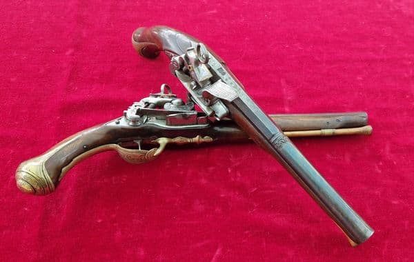A rare pair of mid-18th century Spanish MIQUELET pistols. Ref 3713.