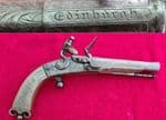A rare Scottish Rams horn brass Highlander's flintlock pistol made by ROSS of EDINBURGH. Ref 3743