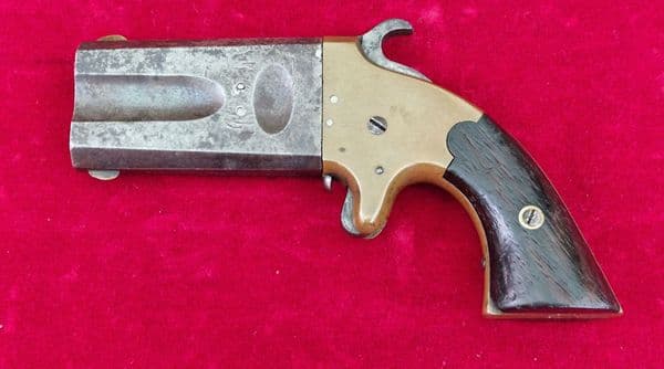 A scarce American .41 calibre double Barrelled rim-fire pistol, Circa 1870. Good condition. Ref 4261