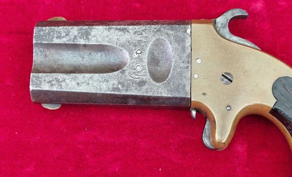 A scarce American .41 calibre double Barrelled rim-fire pistol, Circa 1870. Good condition. Ref 4261