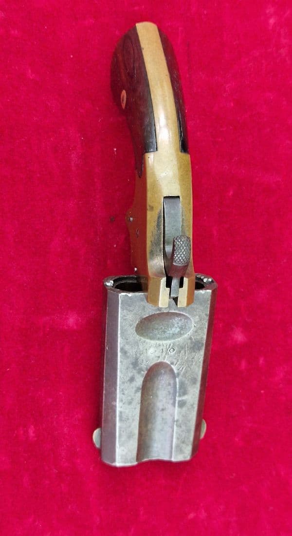 A scarce American .41 calibre double Barrelled rim-fire pistol, Circa 1870. Good condition. Ref 4261