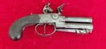 A scarce double Barrelled Tap Action Flintlock Pistol by J. WHITEHOUSE of West Bromwich. Ref 4296.