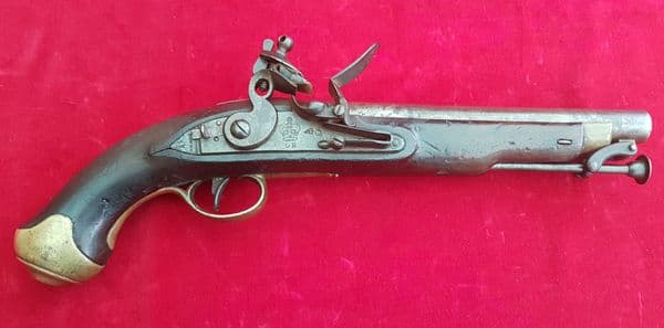 A scarce Napoleonic period British military Tower flintlock officers pistol. Circa 1800. Ref 1613.