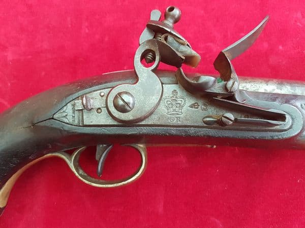 A scarce Napoleonic period British military Tower flintlock officers pistol. Circa 1800. Ref 1613.