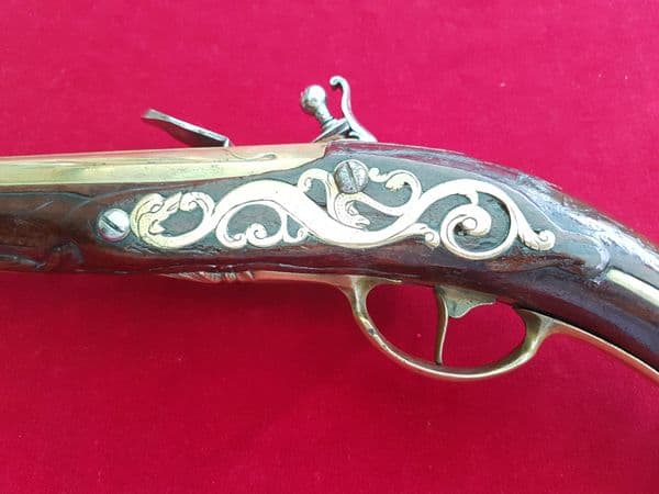 A Superb very long, German flintlock pistol by KAHRL BUCHHEIM C. 1740. Good condition. Ref 1374.
