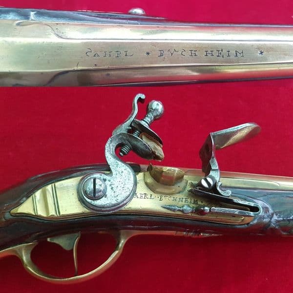 A Superb very long, German flintlock pistol by KAHRL BUCHHEIM. Ref 1374. Was £2,950 now
