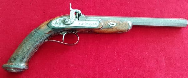 A target pistol with adjustable set trigger by Cocker Glasgow. Ref 3901. Was £980 now