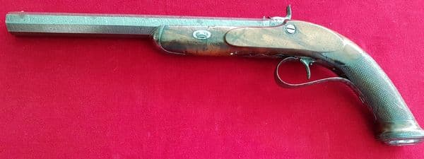 A target pistol with adjustable set trigger by Cocker Glasgow. Ref 3901. Was £980 now