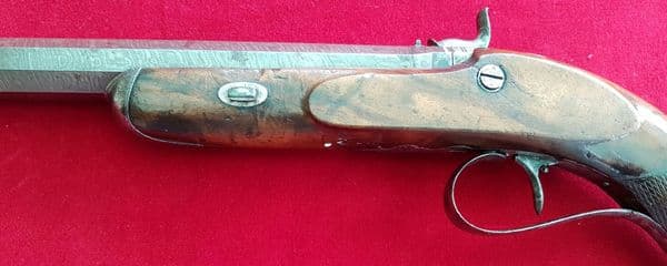 A target pistol with adjustable set trigger by Cocker Glasgow. Ref 3901. Was £980 now