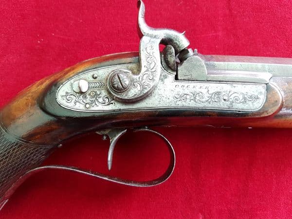 A target pistol with adjustable set trigger by Cocker Glasgow. Ref 3901. Was £980 now