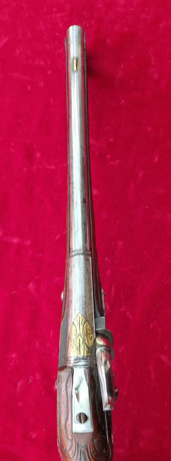 A very long German single shot percussion pistol made by DAVNER of BIBERACH. C. 1720-1750. Ref 3885.