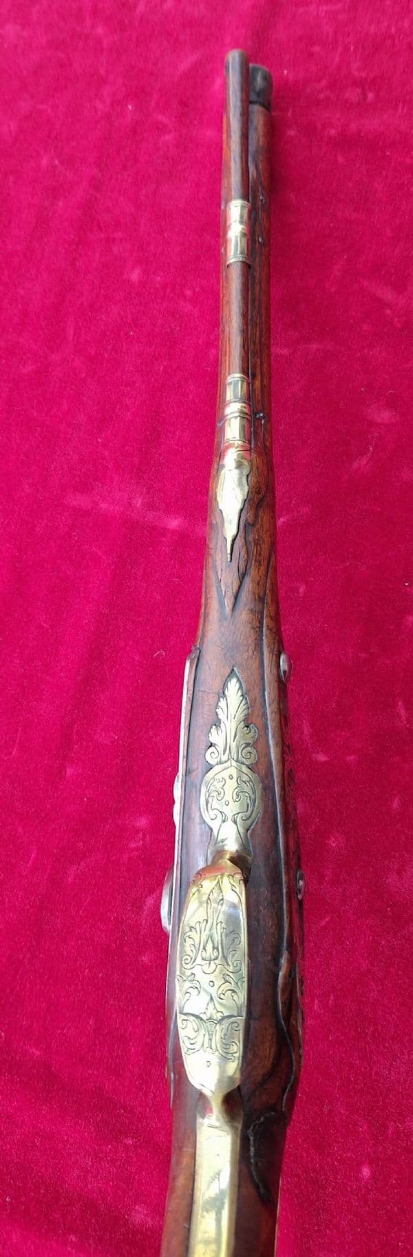 A very long German single shot percussion pistol made by DAVNER of BIBERACH. C. 1720-1750. Ref 3885.