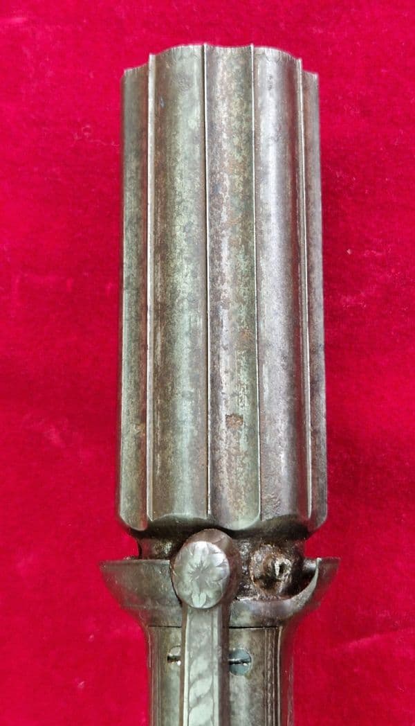 A very scarce British 6 shot bar-hammer .40  percussion pepper-box revolver. C. 1840-1860. Ref 3964.