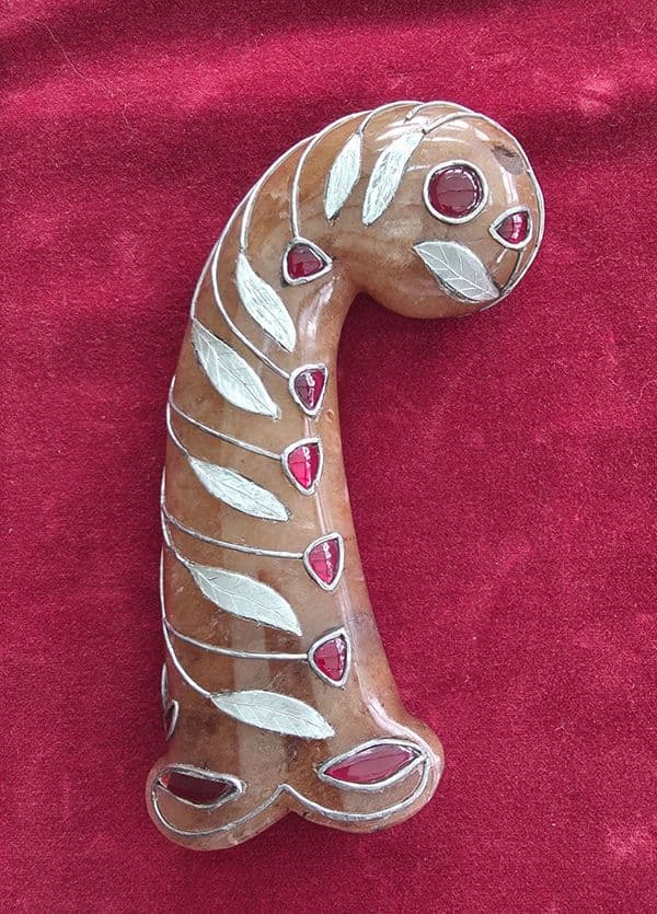An amber coloured Indian Stone grip from a  khanjar dagger, Ref 4671 Was £240 now
