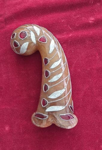 An amber coloured Indian Stone grip from a  khanjar dagger, Ref 4671 Was £240 now