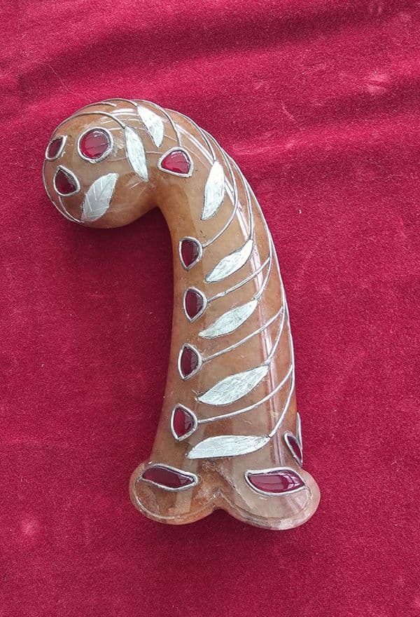 An amber coloured Indian Stone grip from a khanjar dagger, Ref 4671 Was £240 now