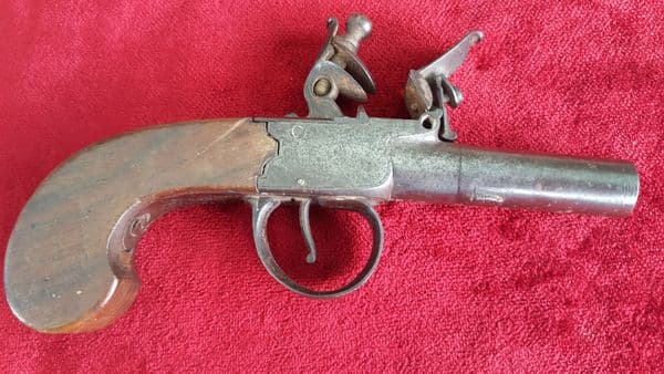 An English flintlock boxlock pocket pistol by William Jover of London circa 1800. Ref 8931.