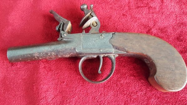 An English flintlock boxlock pocket pistol by William Jover of London circa 1800. Ref 8931.