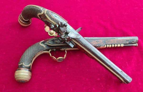 An extremely fine Pair of Napoleonic era French Officer's Flintlock Pistols. Ref 3780.