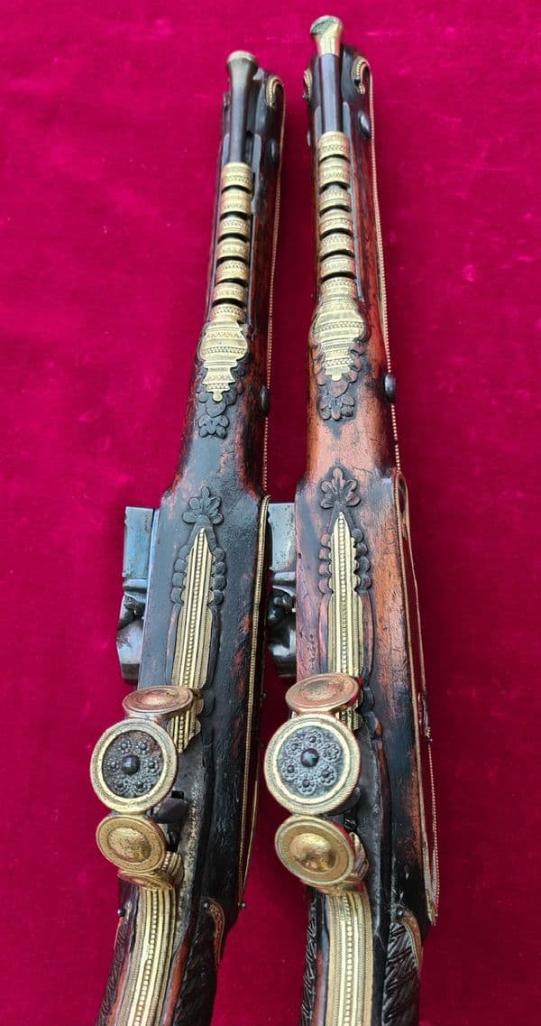 An extremely fine Pair of Napoleonic era French Officer's Flintlock Pistols. Ref 3780.