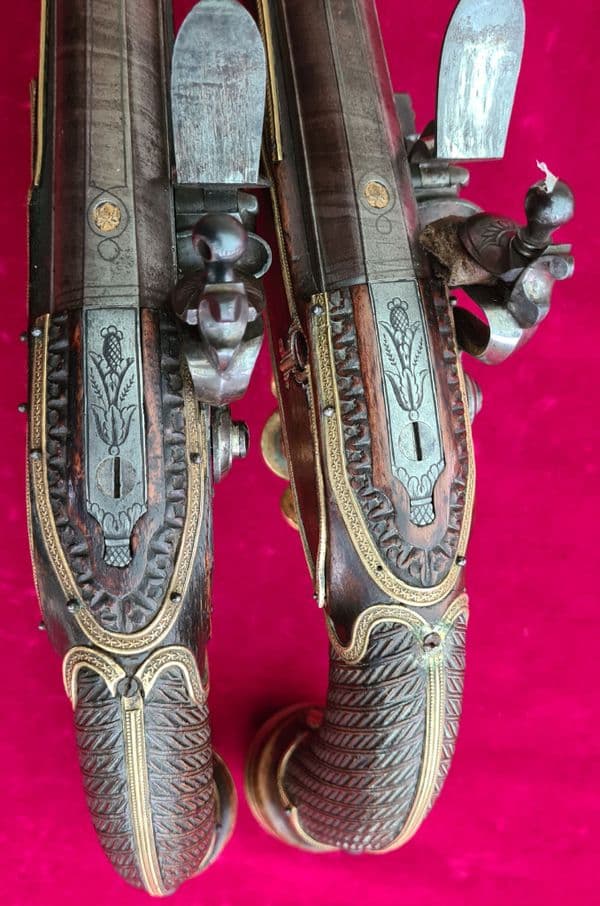 An extremely fine Pair of Napoleonic era French Officer's Flintlock Pistols. Ref 3780.