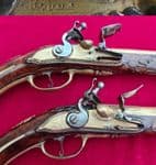 An extremely fine & very long pair of Liege Flintlock Pistols of high quality. Circa 1740. Ref 3927