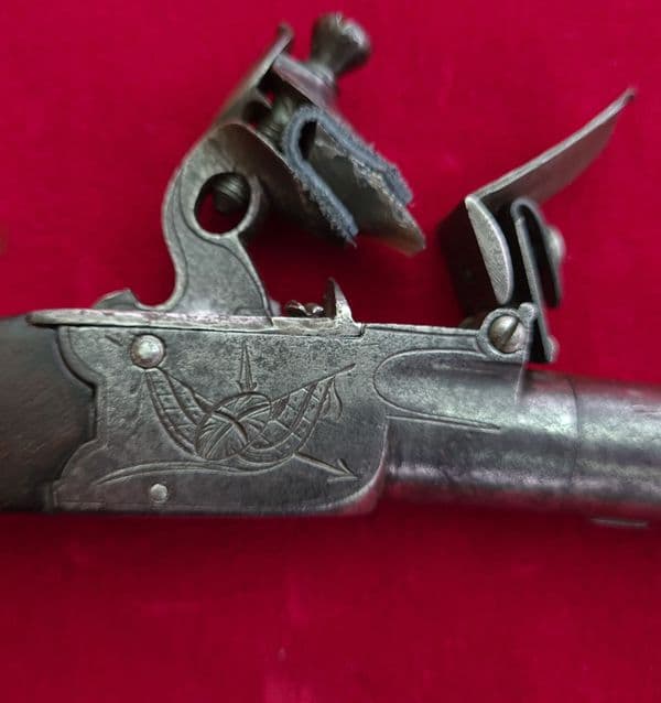 An Irish flintlock pocket pistol by J Dobson Dublin. Ref 7387. Was £550 now