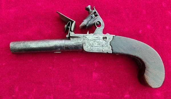 An Irish flintlock pocket pistol by J Dobson Dublin. Ref 7387. Was £550 now