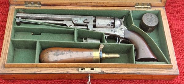 Cased Colt model 1851 London Navy .36 cal percussion revolver.  Ref 9872