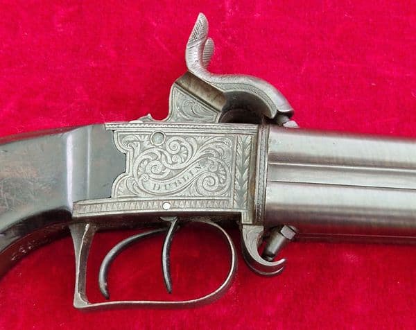 Irish four barrel percussion travelling pistol, by Parkinson DUBLIN. Ref 4407. Was £2,850 now