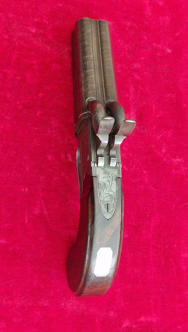 Irish four barrel percussion travelling pistol, by Parkinson DUBLIN. Ref 4407. Was £2,850 now