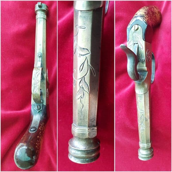 Japanese brass percussion pistol. Good condition. Circa 1840-1850. Ref  2143