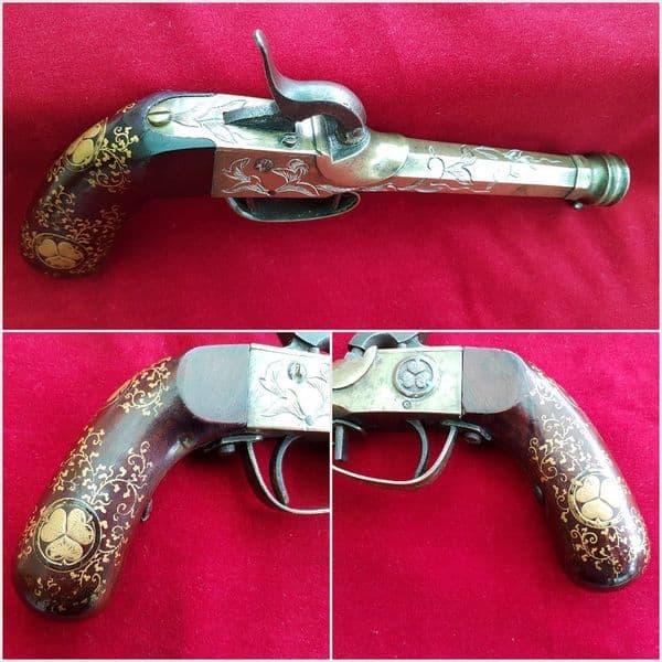 Japanese brass percussion pistol. Good condition. Circa 1840-1850. Ref  2143