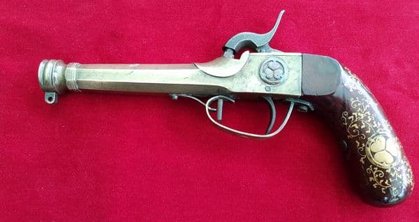Japanese brass percussion pistol. Good condition.  Ref  2143. Was £1,500 now
