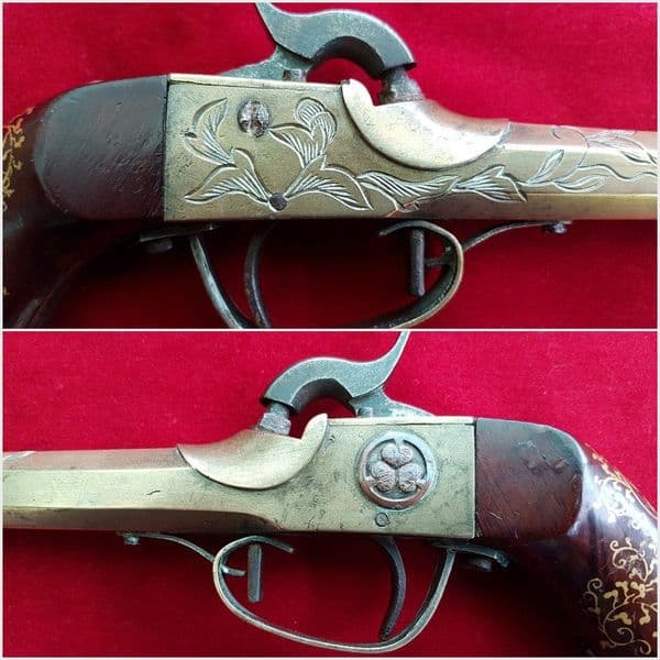 Japanese brass percussion pistol. Good condition.  Ref  2143. Was £1,500 now