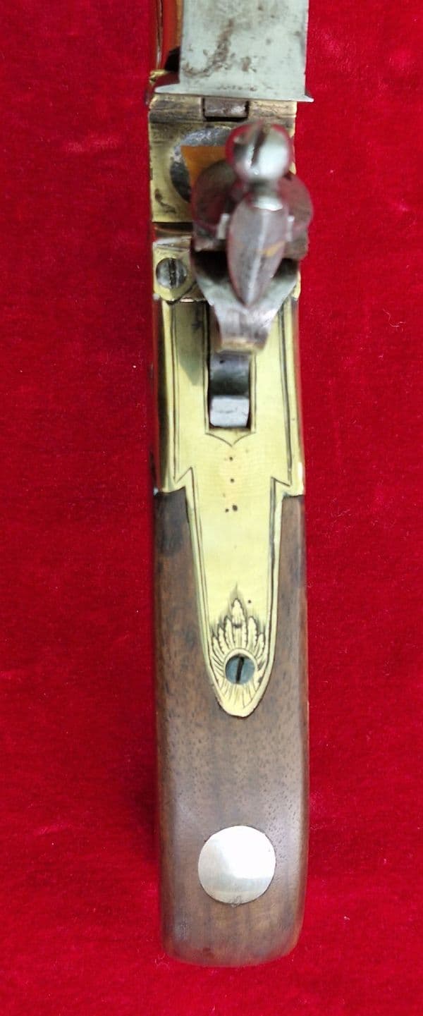 Napoleonic brass Flintlock Blunderbuss Officer's pistol by J. CASH. Ref 3786. Was £2,500 now