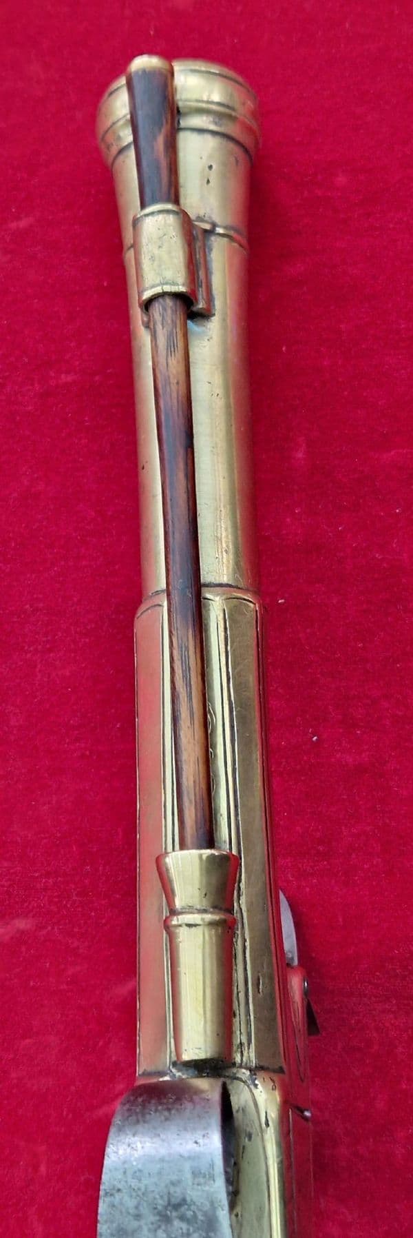 Napoleonic brass Flintlock Blunderbuss Officer's pistol by J. CASH. Ref 3786. Was £2,500 now