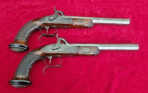 Pair of German .58 calibre  percussion target pistols by Hartmann Hamburg. Ref 4334. Was 1,800 now