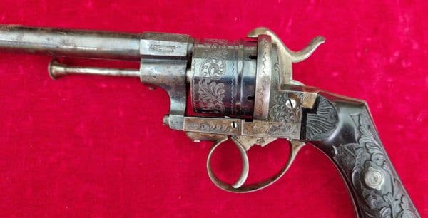 Pinfire revolver with a blued cylinder. C.1865. Ref 3491. Was £2,650 now