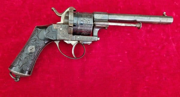 Pinfire revolver with a blued cylinder. C.1865. Ref 3491. Was £2,650 now