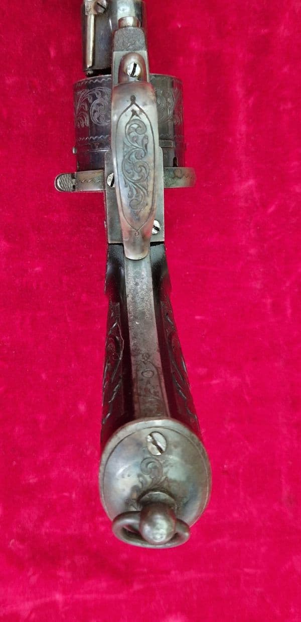 Pinfire revolver with a blued cylinder. C.1865. Ref 3491. Was £2,650 now