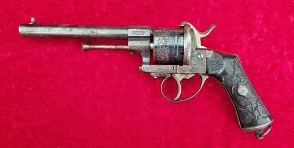 Pinfire revolver with a blued cylinder. C.1865. Ref 3491. Was £2,650 now