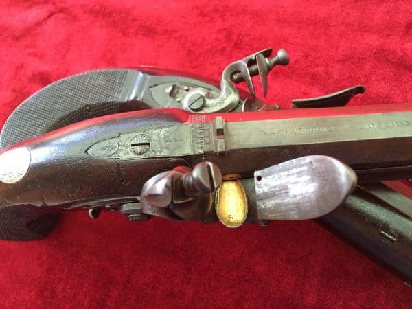 X X SOLD X X  A Pair of flintlock duelling pistols by Manton, good condition. Ref 6542.