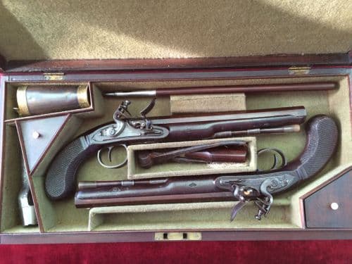X X SOLD X X A Pair of flintlock duelling pistols by Manton, good condition. Ref 6542.