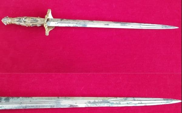X X SOLD X  X X  LE-MANS 19thC.  presentation Sword,  hilt embossed with classical figures. Ref 2784