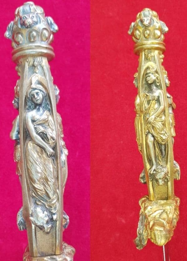 X X SOLD X  X X  LE-MANS 19thC.  presentation Sword,  hilt embossed with classical figures. Ref 2784