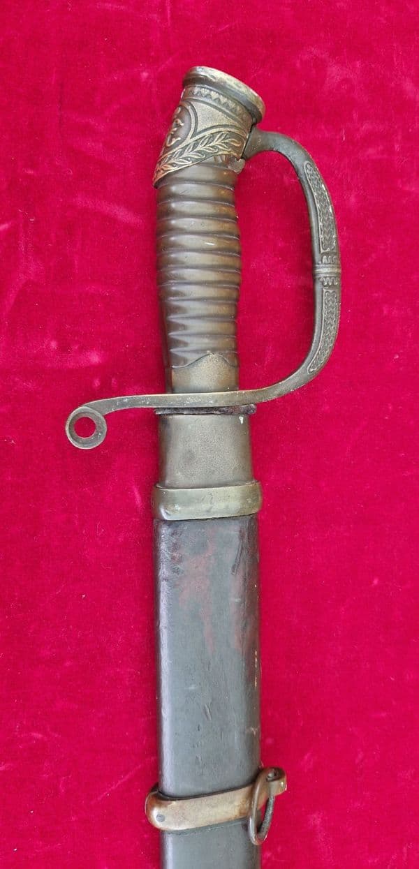 X X X  SOLD  X X X RUSSIAN  Military sword, in original brass mounted leather scabbard. Ref 4210